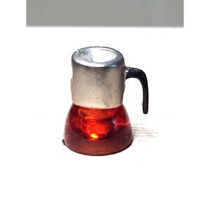 Vintage Dollhouse Coffee Pot Red & silver  Moka Miniature Diorama